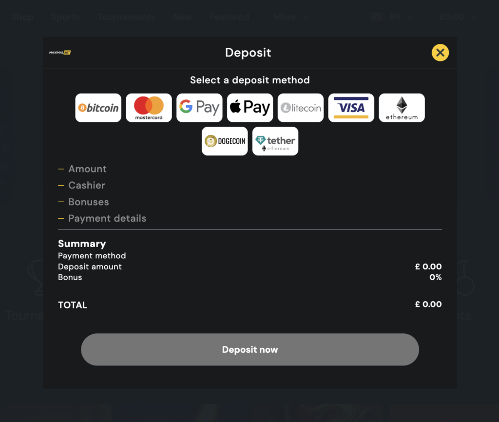 Credit card casino payment options